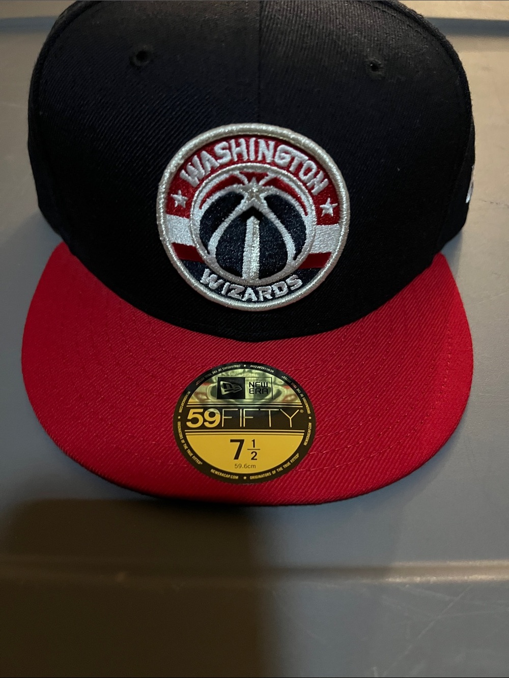 New Era Washington Wizards Navy and Red 59FIFTY Fitted Hat Sz 7 1/2 never worn